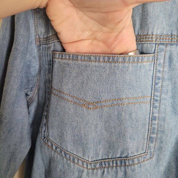 Vintage 90's Jordache Denim Button Up Pocket Shirt Women's Size Medium Blue Y2K - Picture 4 of 10